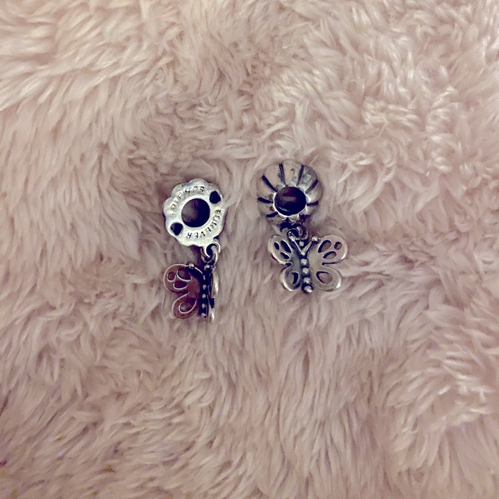 Pandora charm. Friends Forever butterfly charm.